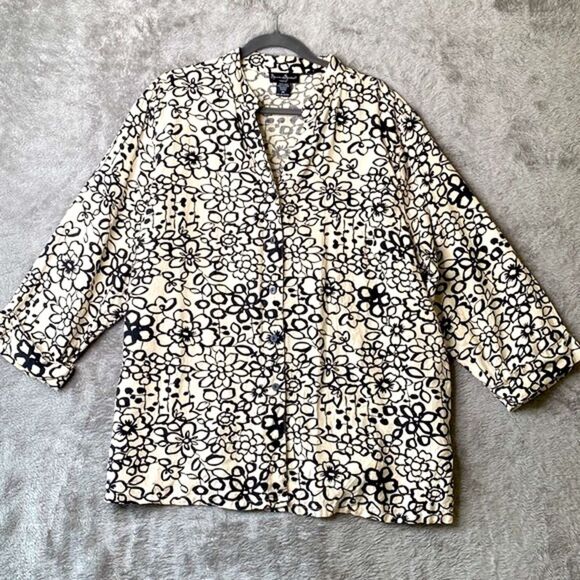 Mercer & Madison 100 % Linen Floral Tunic Top Size 2X - Picture 1 of 9